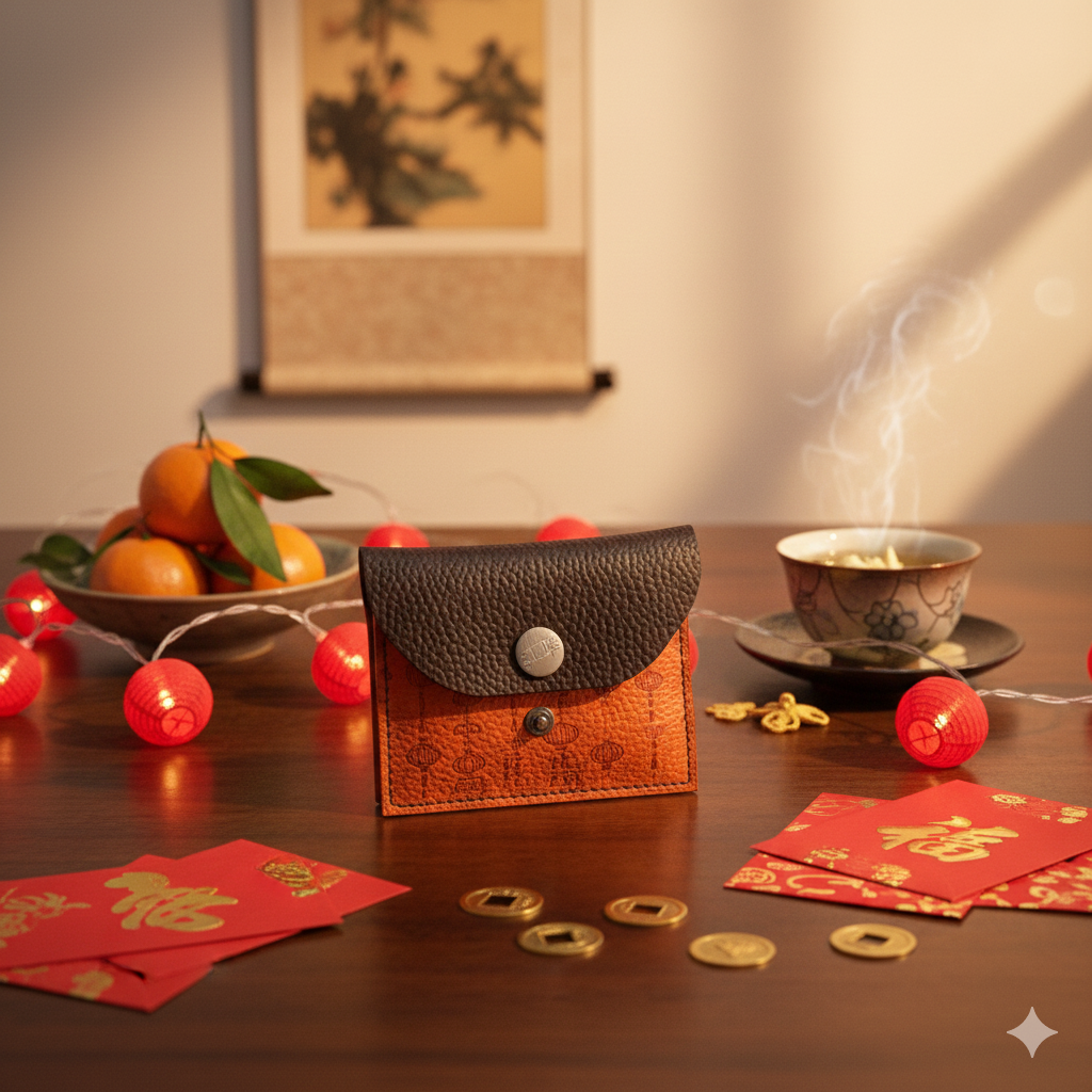 Prosperity Collection leather pocket pieces arranged for Chinese New Year